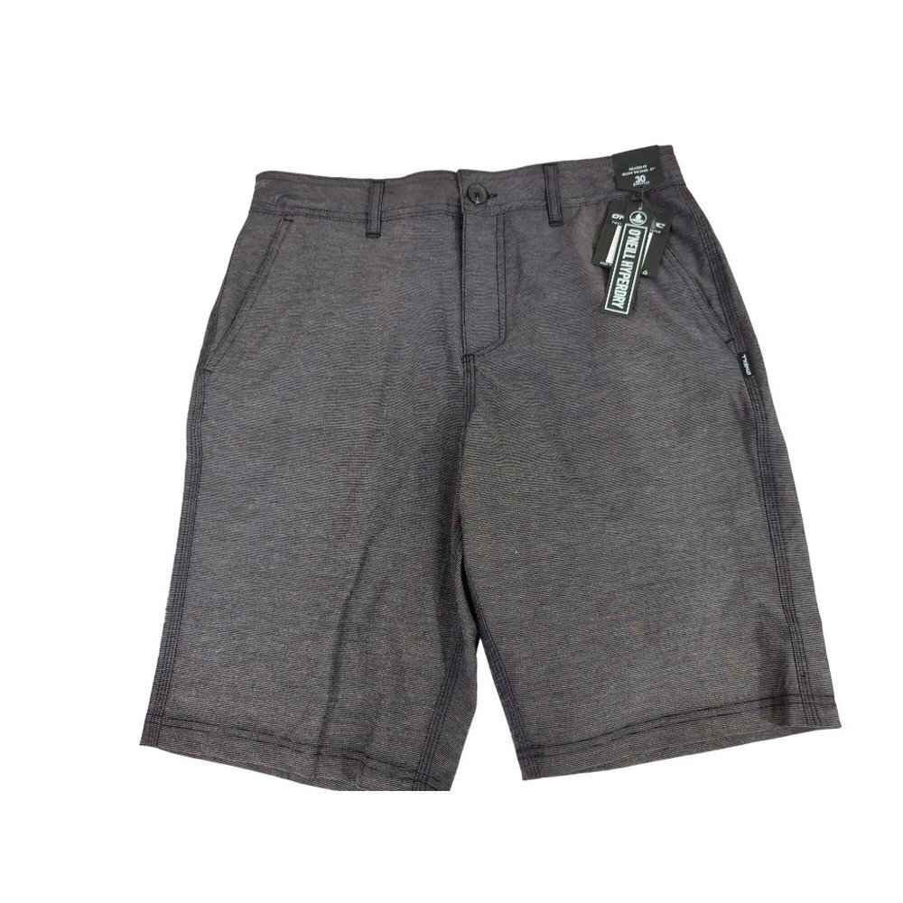 O'Neill Hybrid Board Shorts Mens 30 Black Mini Stripe Relaxed Fit‎ Below Knee